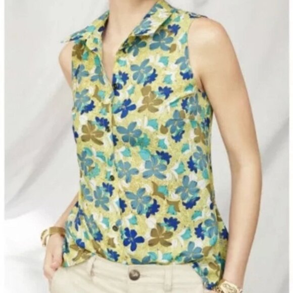 CAbi Limited Edition "Wish" Floral Sleeveless Peplum Blouse - Picture 1 of 14